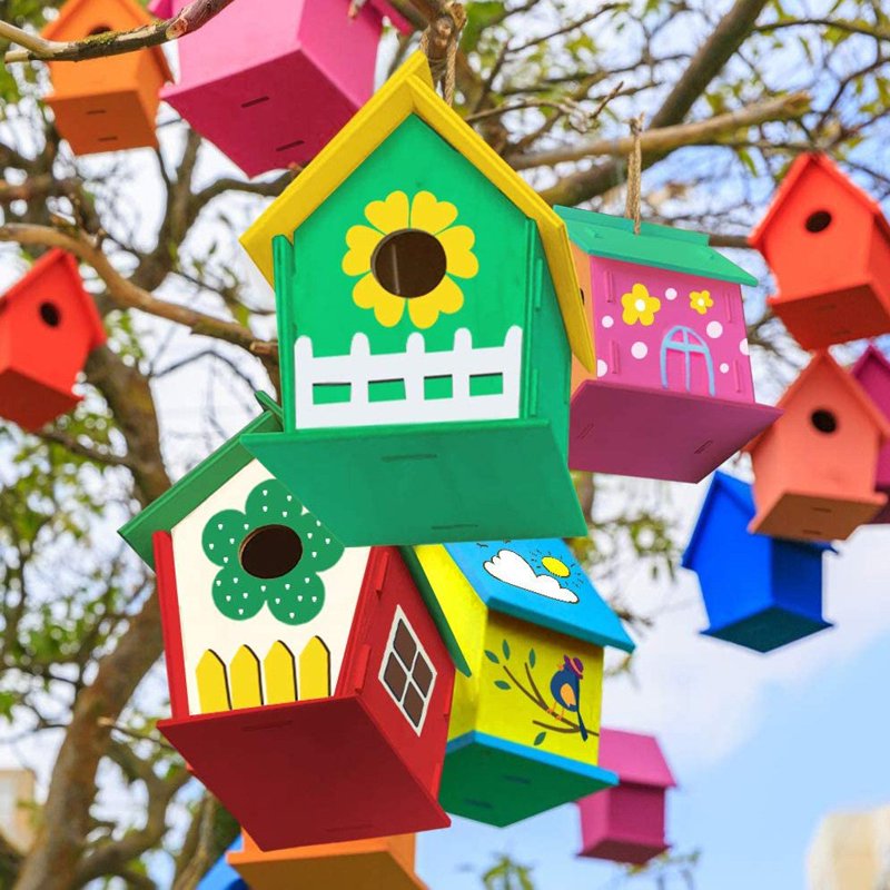 DIY Bird House Kit for Kids Ages 4-8 - Build & Paint Wooden Birdhouses (2 Pack)