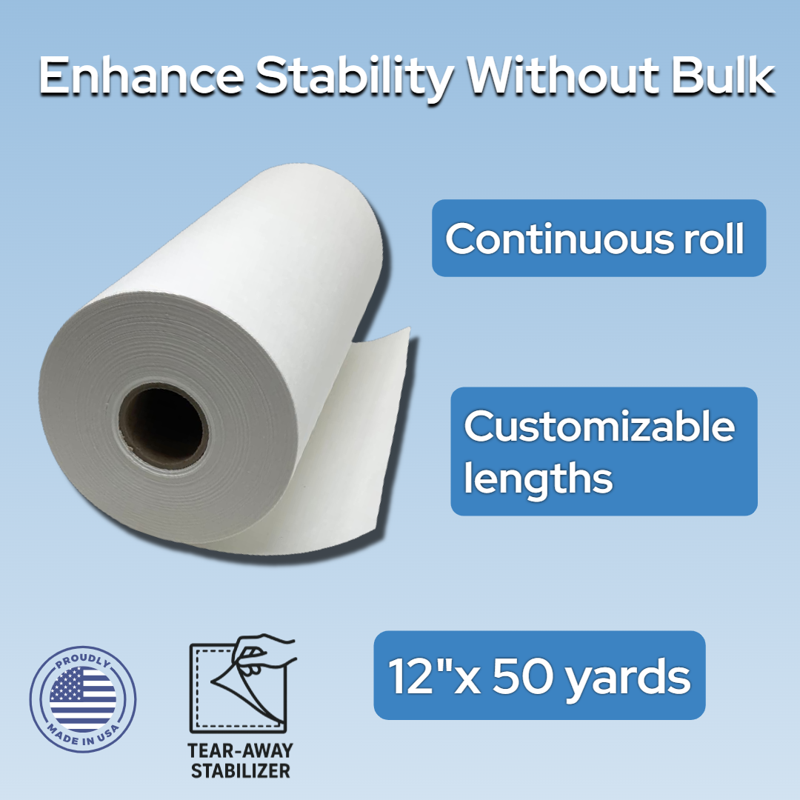 Tear Away Embroidery Stabilizer - Medium Weight 12" x 50 yd for Machine Embroidery