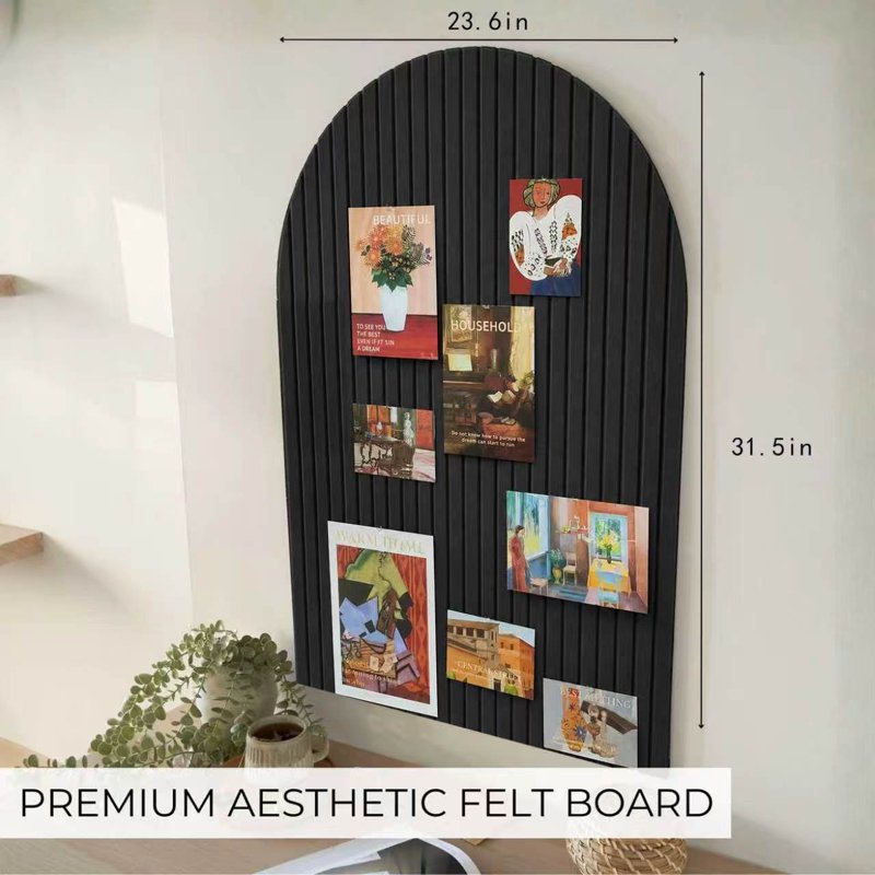 Large Arched Felt Bulletin Board 31.5 x 23.6 Inch for Office & Home Wall Decor