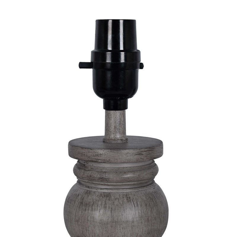 Mini Table Lamp with Weathered Wood Finish and White Shade - Indoor Decor