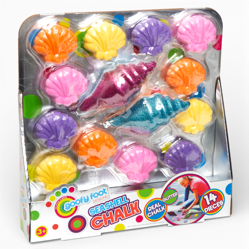 Kids Shell-Shaped Sidewalk Chalk Set - Beach Themed 14-Piece Outdoor Art