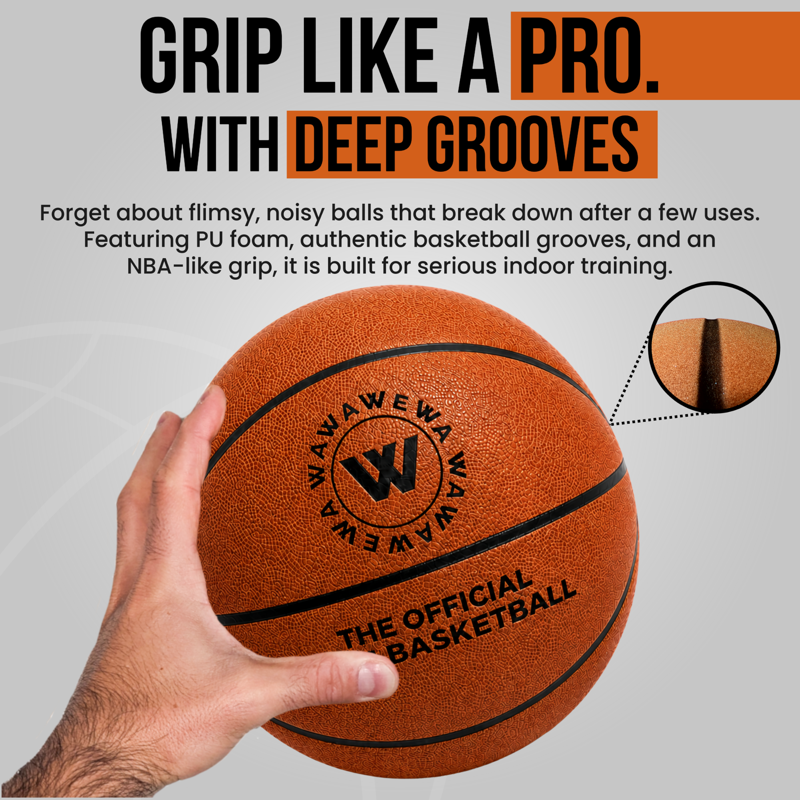 Silent Indoor Basketball Size 7 – Foam Training Ball for Quiet Dribbling