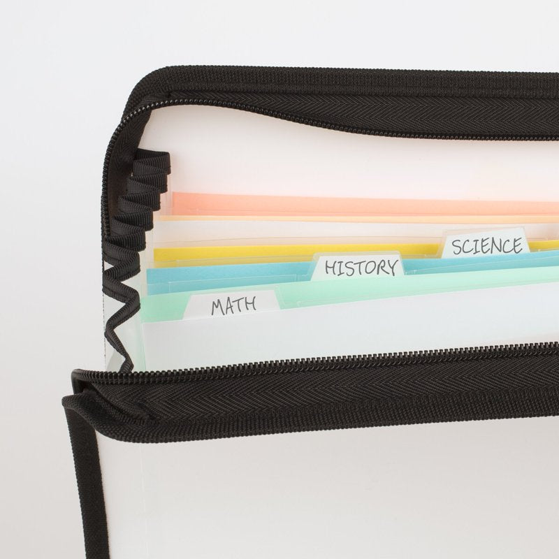 7-Pocket Customizable Expanding File Organizer with Study App - White 8.12 x 11