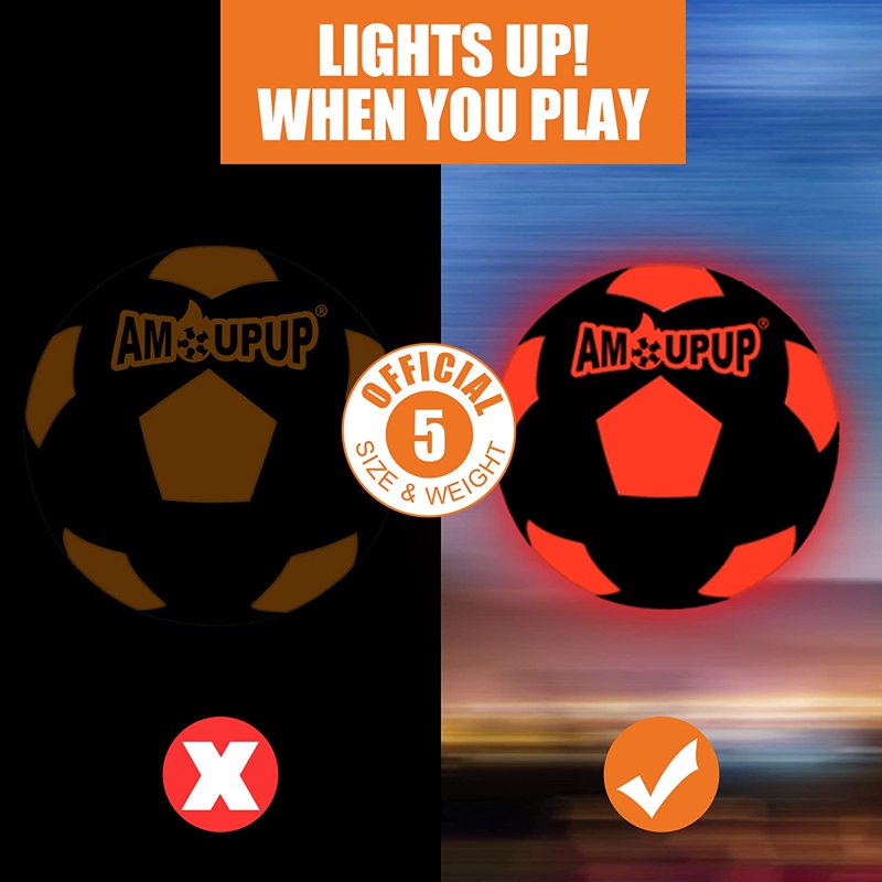 Glow in The Dark Soccer Ball with LED Lights Kids Indoor & Outdoor Toy
