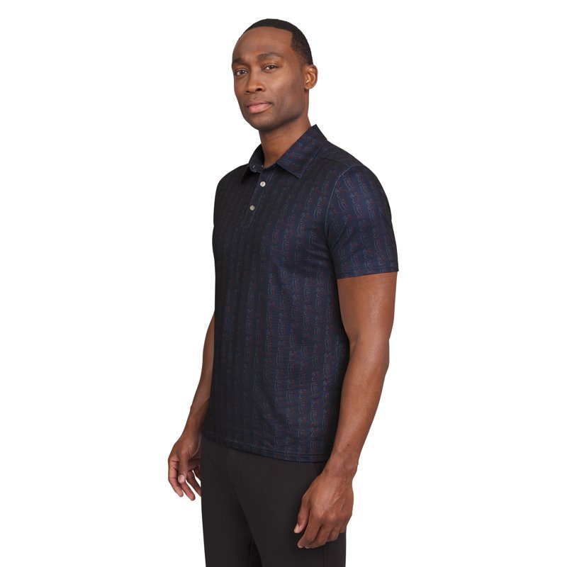Men's and Big Men's Classic Fit Short Sleeve Golf Polo Shirt - Breathable, Moisture-Wicking, Allover Print