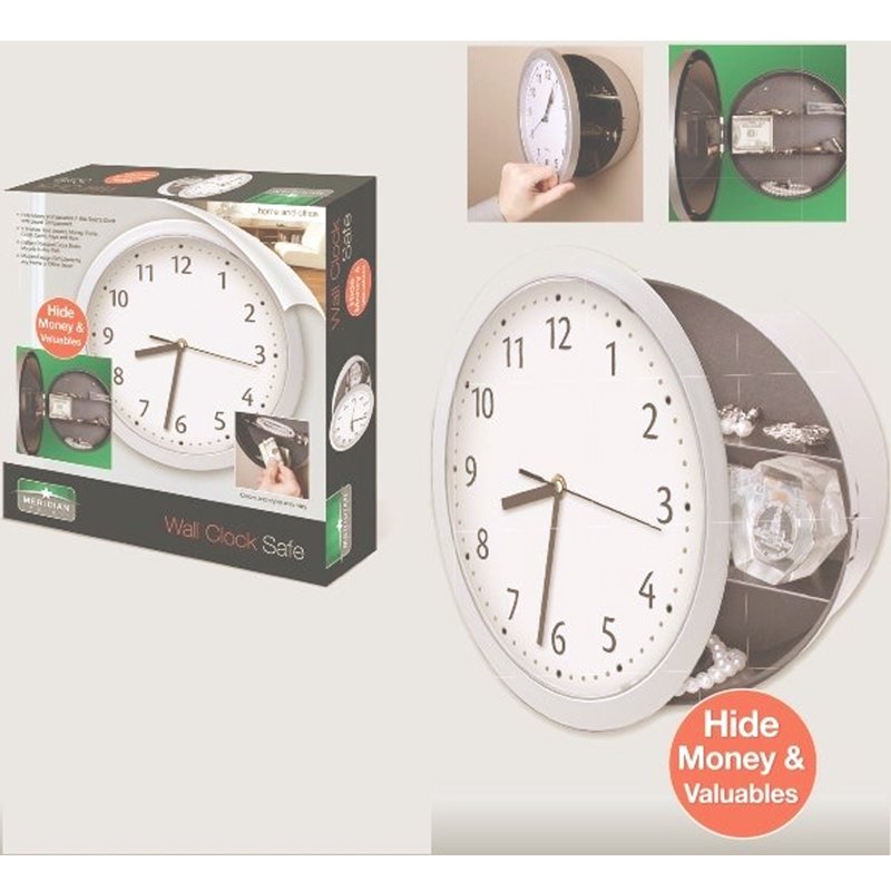 Wall Clock Safe with Hidden Storage - Modern Quartz Jewelry & Cash Organizer