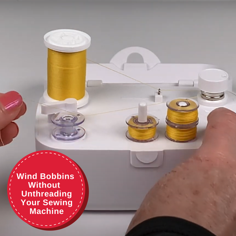 Universal Bobbin Winder for Sewing Machines - Battery & Power Adapter Included