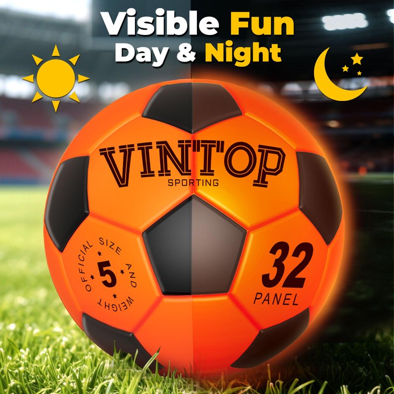 Light Up Soccer Ball – Size 5, LED Glow in the Dark, Impact Activated