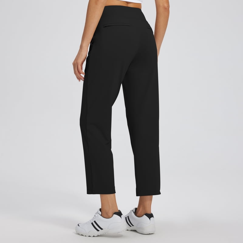 Women's High-Waisted Stretch Casual Pants with Pockets - Lightweight Work & Travel Pants