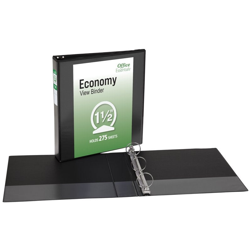 3 Ring Binders 1.5 Inch Capacity Pack of 12 Office Essentials Black