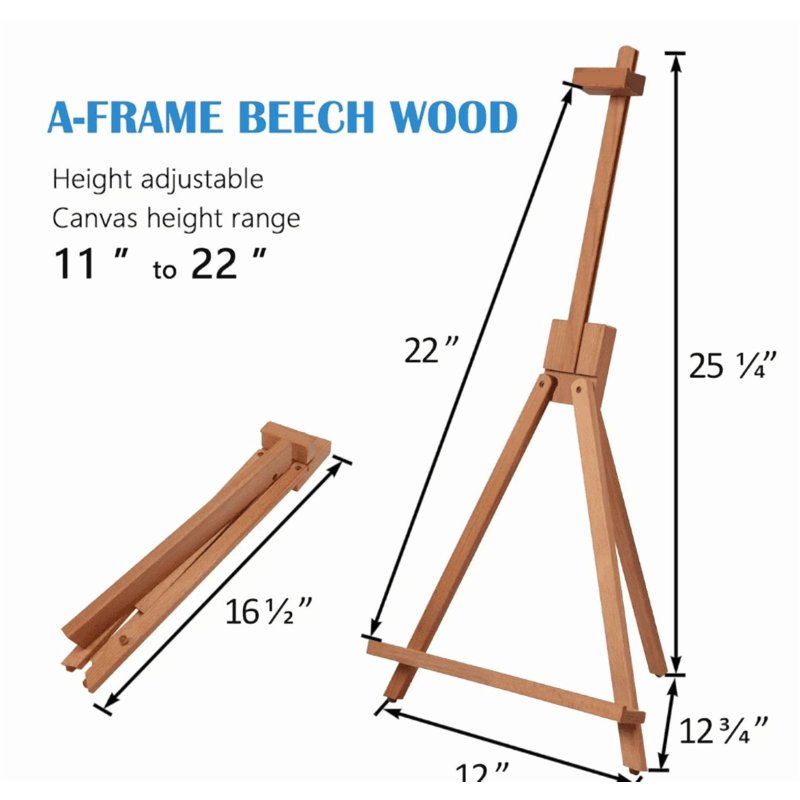 25-Inch Beechwood Tabletop Easel for Painting & Display, Adjustable Art Stand