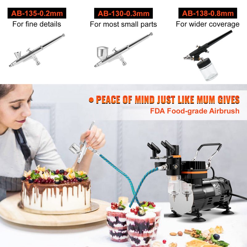 Professional Airbrush Kit with Compressor for Nail Art, Cake Decorating & DIY Craft Projects