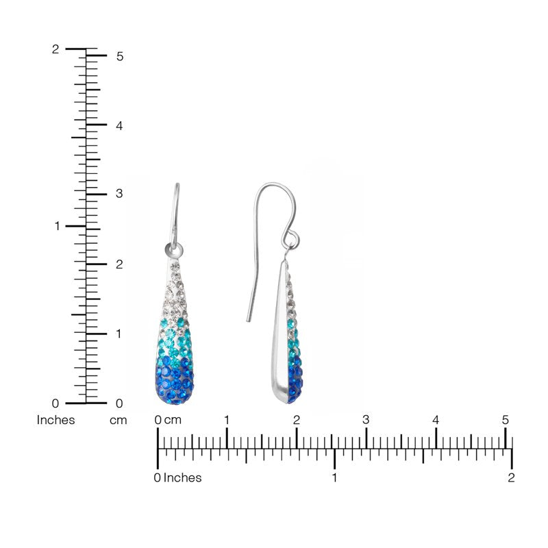 Sterling Silver Blue Crystal Teardrop Earrings for Women & Teens
