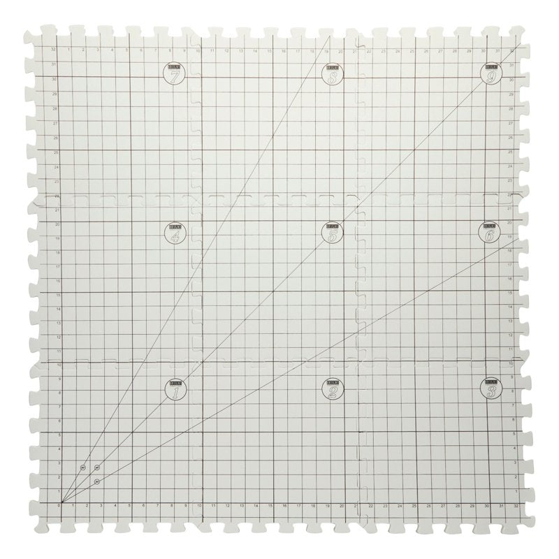 Interlocking Foam Blocking Mats for Knitting & Crochet Projects - 9 Pack, 12.5 x 12.5 inches, Grid Design, Includes T-Pins & Storage Bag