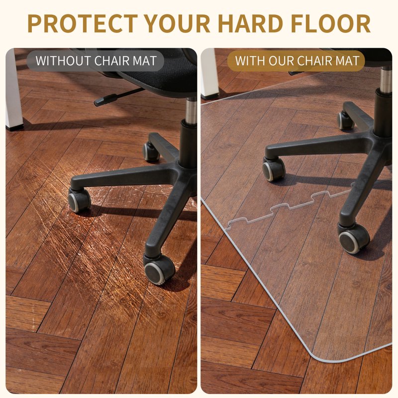 Office Chair Mat for Hard Floors - Transparent 48x36 Inches, Heavy Duty Floor Protector