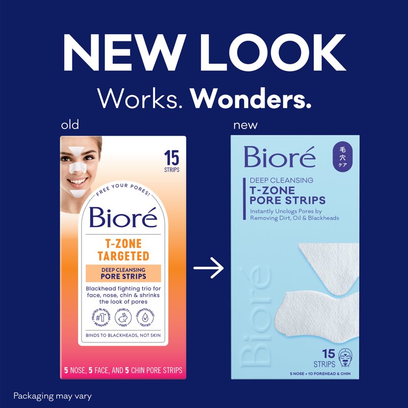 Biore T-Zone Blackhead Remover Pore Strips for Nose, Face & Chin - 15 Count