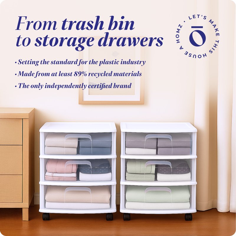 Small Rolling Storage Cart with 3 Clear Drawers, Space-Saving Organizer