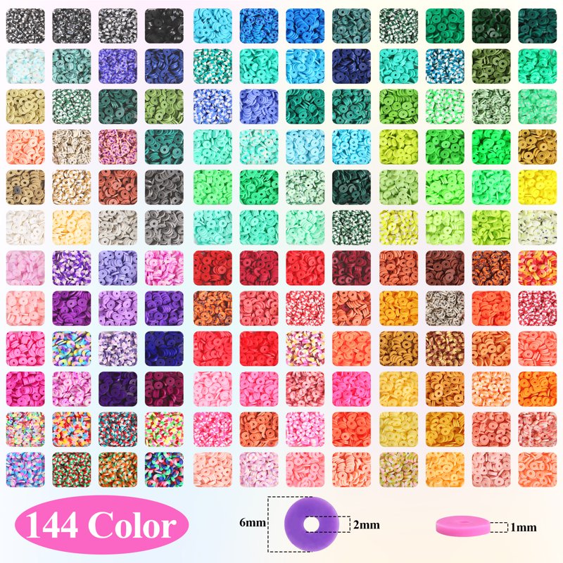 Clay Beads Bracelet Making Kit with 144 Colors & Charms - DIY Jewelry Supplies