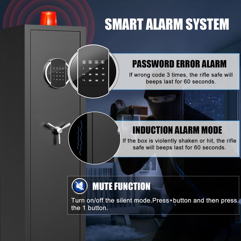 Large Digital Gun Safe with Adjustable Rack and Secure Locking System