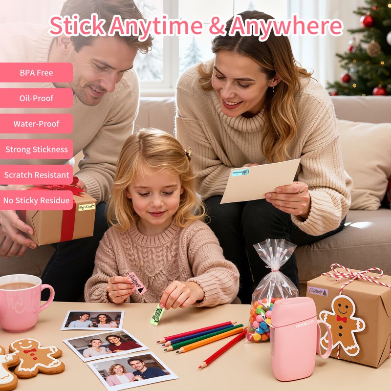 Portable Bluetooth Label Maker for Home Office Organization - Pink