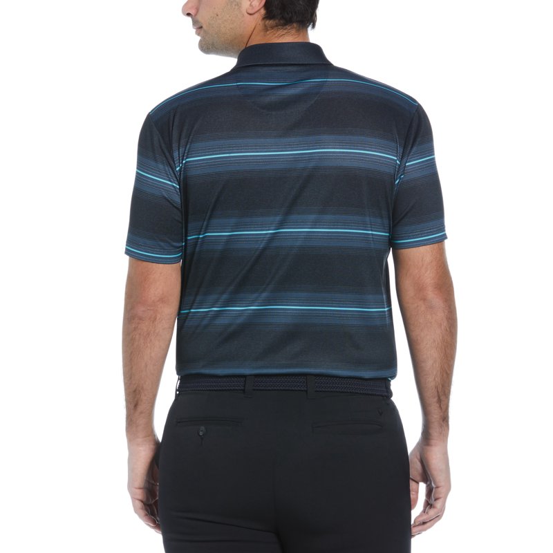 Men's Heathered Stripe Golf Polo Shirt - Performance Moisture-Wicking Sun Protection