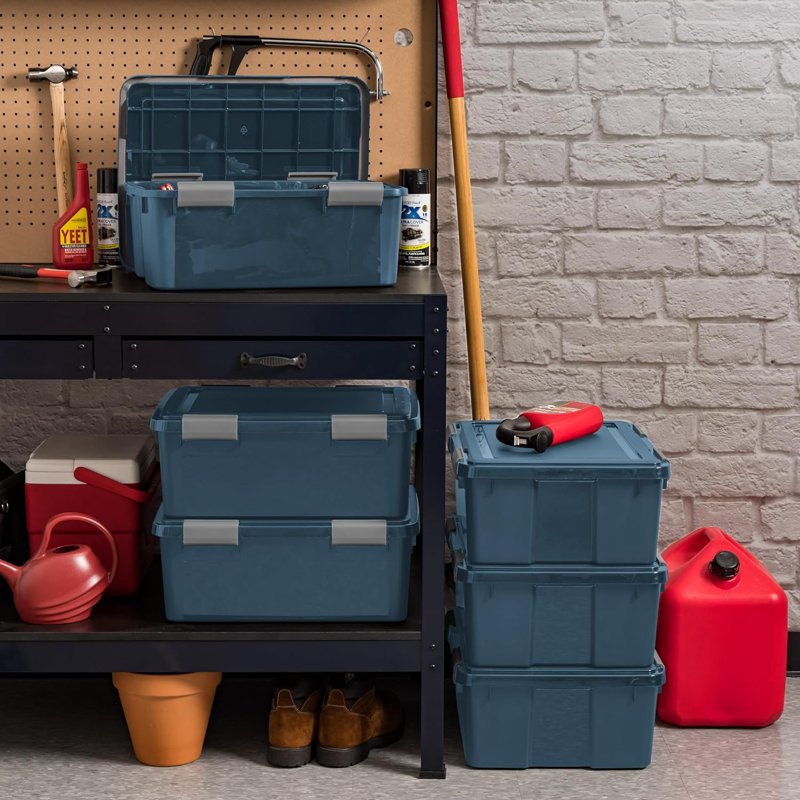 Heavy Duty Storage Bins with Gasket Seal Lid - 4 Pack | Moisture & Dustproof Containers