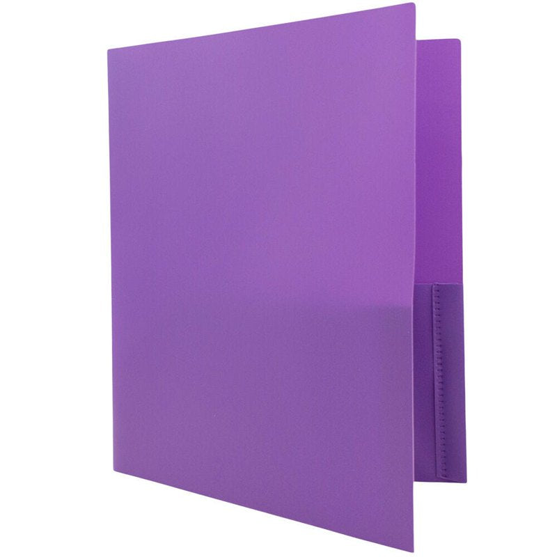 2-Pocket Plastic Folder Set - Purple Office & School Organization (3 Pack)