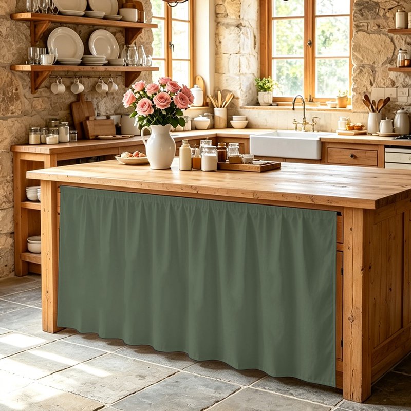 Deep Green Kitchen & Bathroom Cabinet Curtains - Multiple Sizes & Uses