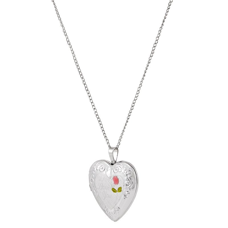 Sterling Silver Heart Locket Necklace with