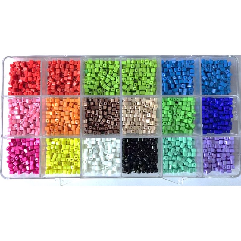 Rainbow Square Glass Seed Bead Assortment with Storage Case - 2000 Pieces, Jewelry Crafts