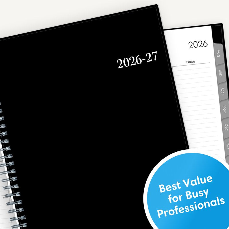 Academic Year Planner Calendar 2026-2027 - Weekly & Monthly Schedule, 8" x 10.875", Wirebound, Laminated Tabs