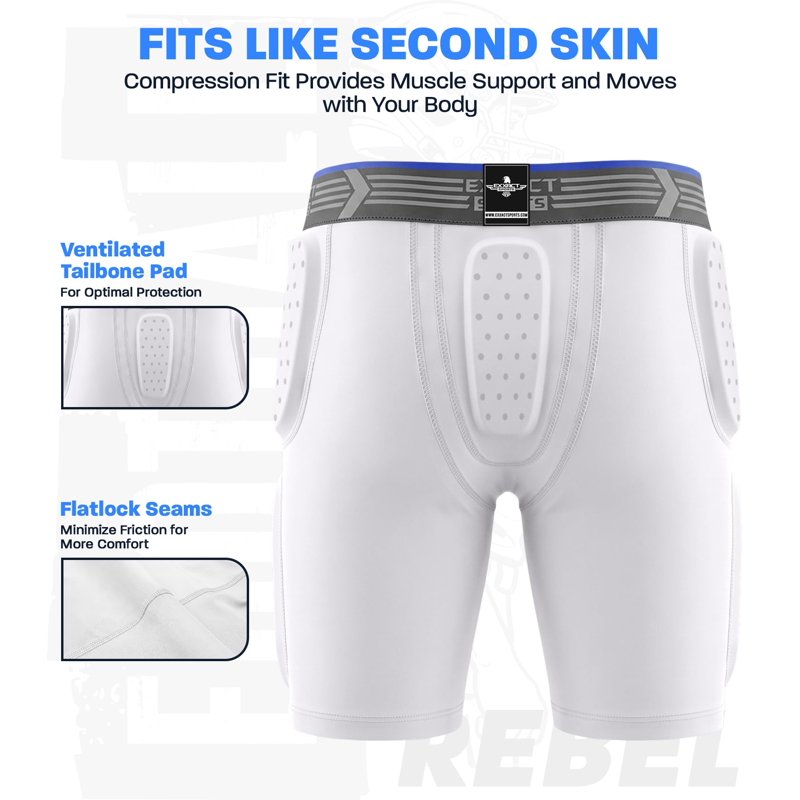 Youth Football Girdle with Pads and Cup Pocket - Padded Compression Shorts