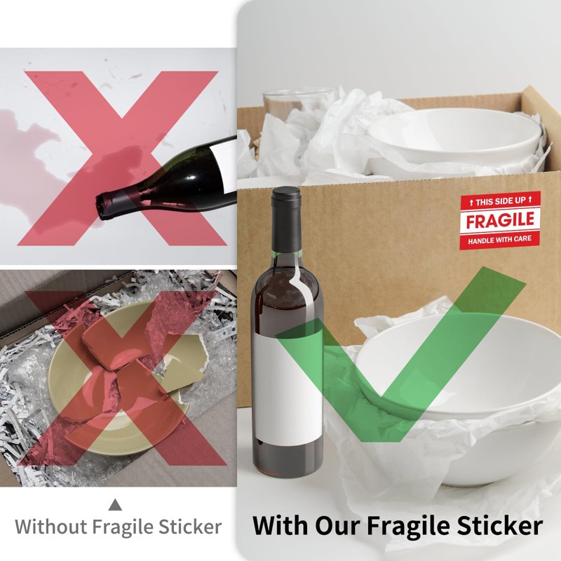 Fragile Shipping Stickers 2x3 Inch - 500 Labels Per Roll, Strong Adhesive