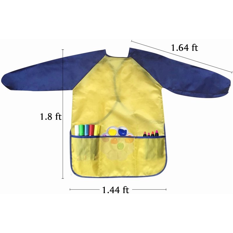 Kids Art Smocks 2 Pack - Waterproof Toddler Painting Aprons for Ages 2-7