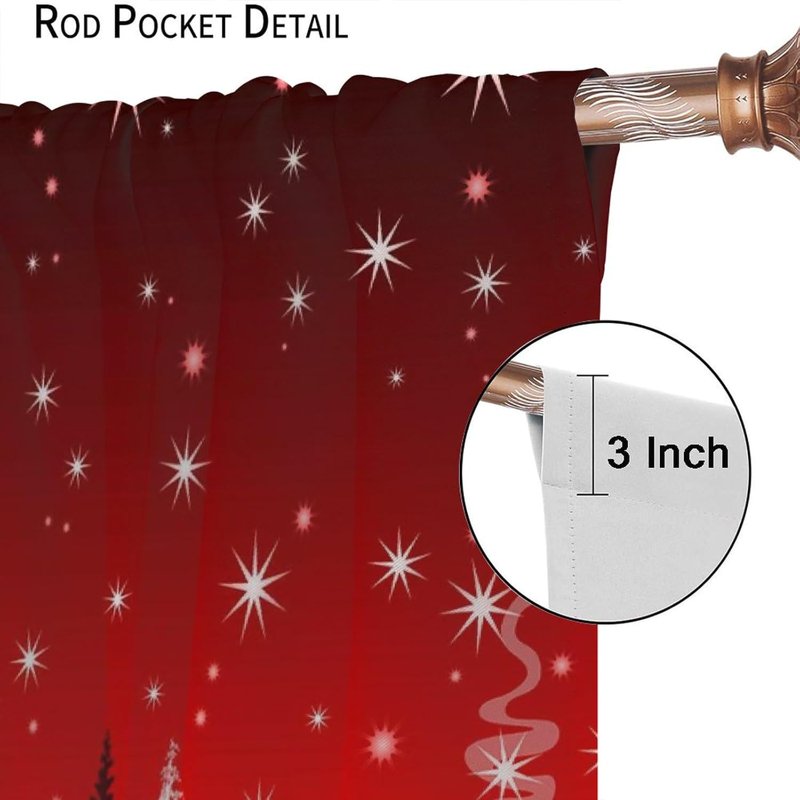 Christmas Holiday Blackout Curtains for Living Room Window Decor 42x54