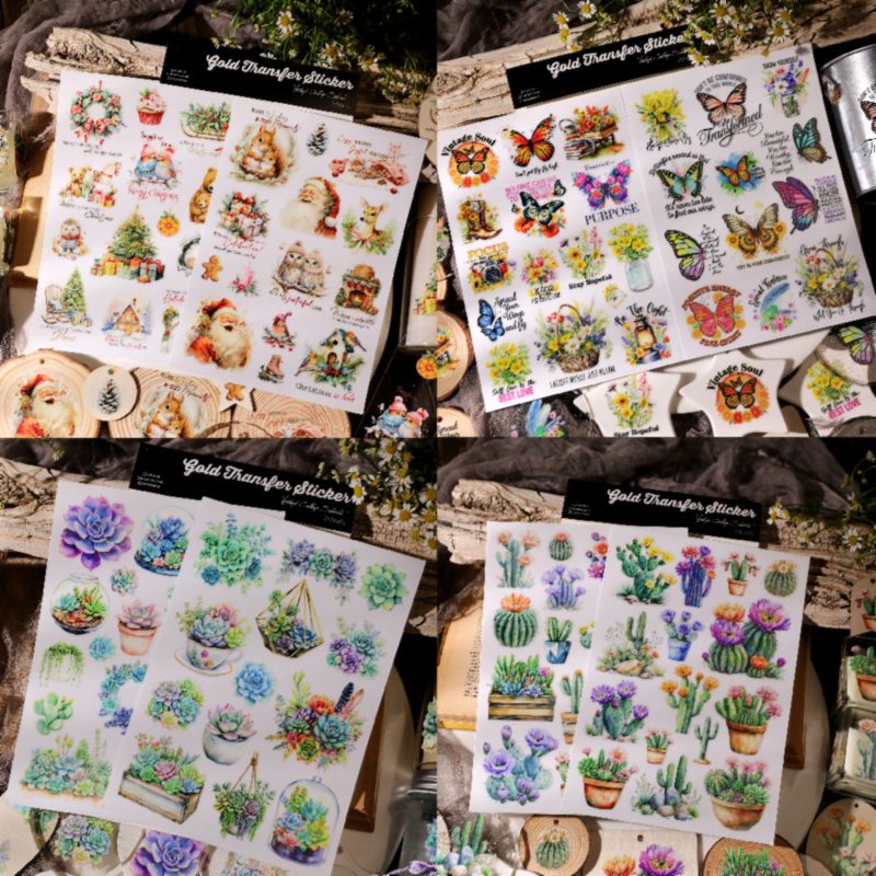 Vintage UV-DTF Cold Transfer Stickers for Glass Acrylic Wood Stone Crafting