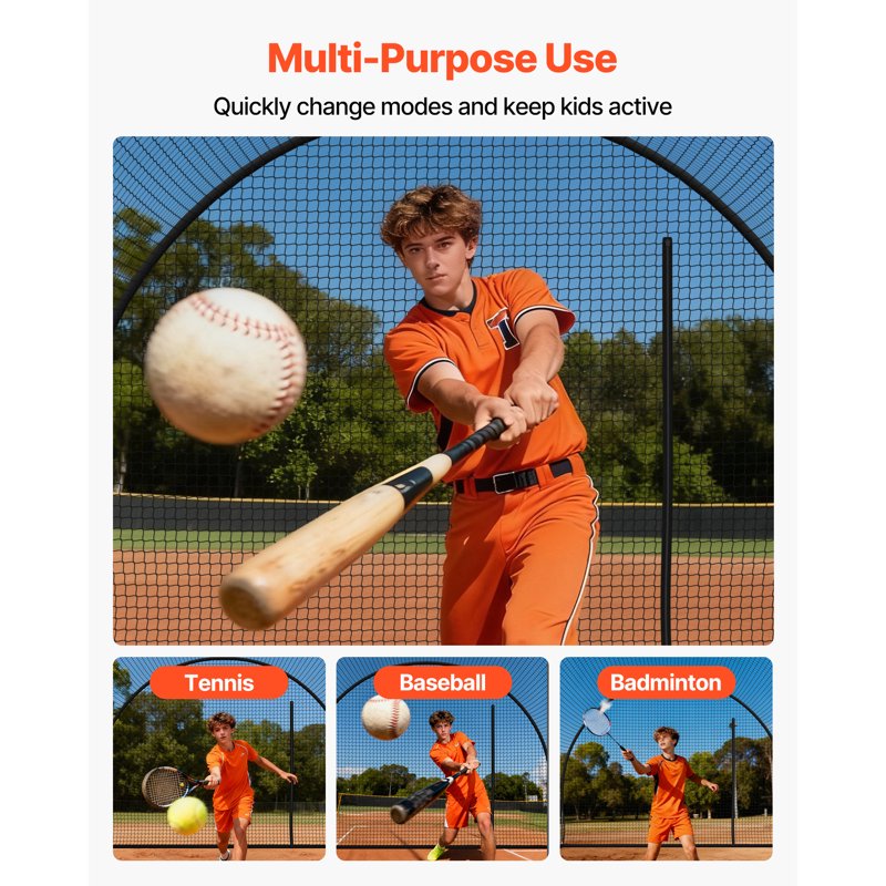 Portable Baseball Batting Cage 40ft x 12ft Freestanding Net for Indoor Outdoor Training