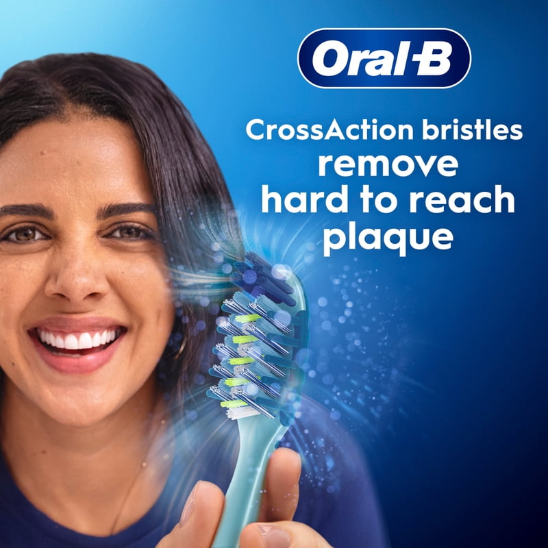 Manual Toothbrush Set with CrossAction Bristles for Deep Plaque Removal - 6 Pack