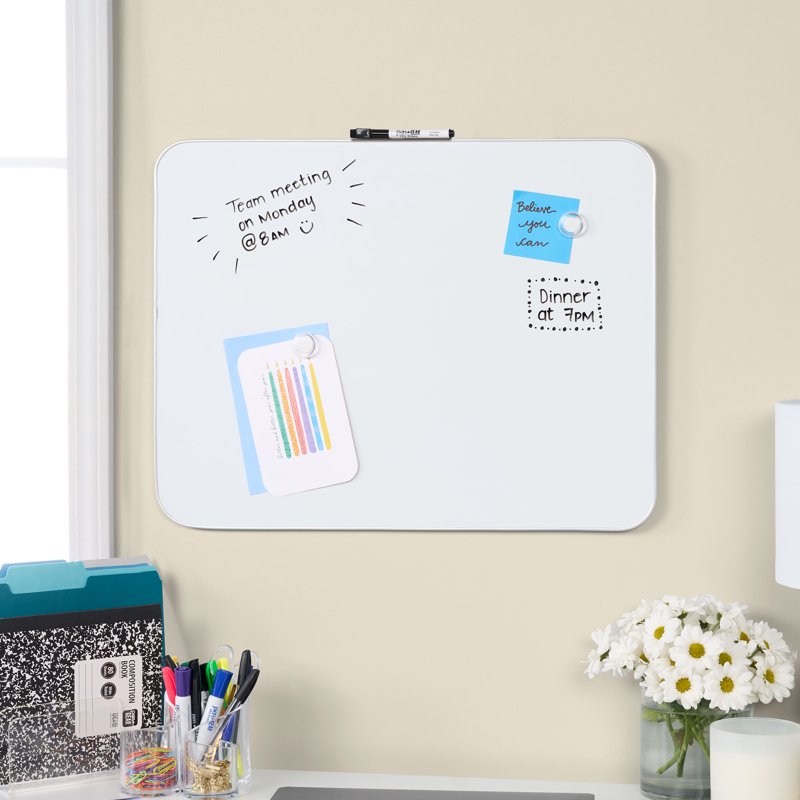 Magnetic Dry Erase Board 17x23 Inches with Marker & Magnets - White