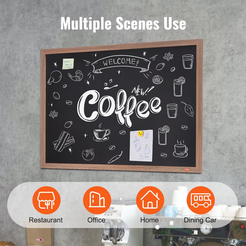 Magnetic Chalkboard Sign with Chalks and Frame - Rustic Home Decor & Party Calendar 35x46 inches
