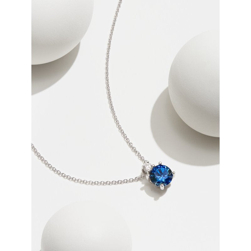 Sterling Silver Lab Grown Diamond and Sapphire Necklace for Women