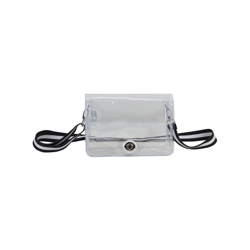 Clear Crossbody Bag with Webbing Strap - Unisex Fashion Purse