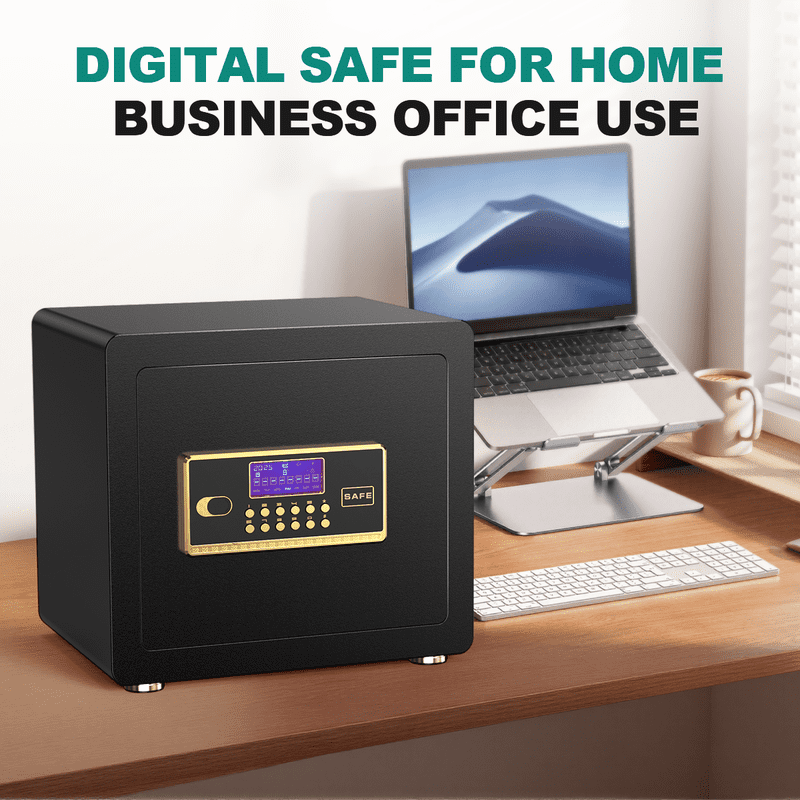 Home Security Safe Box with Digital Keypad, Fireproof Waterproof Bag, 1.5 Cu ft