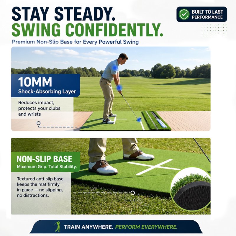 Orfeld 5.2 x 4 ft Dual-Turf Golf Hitting Mat with EVA Base, 10 Hitting Positions