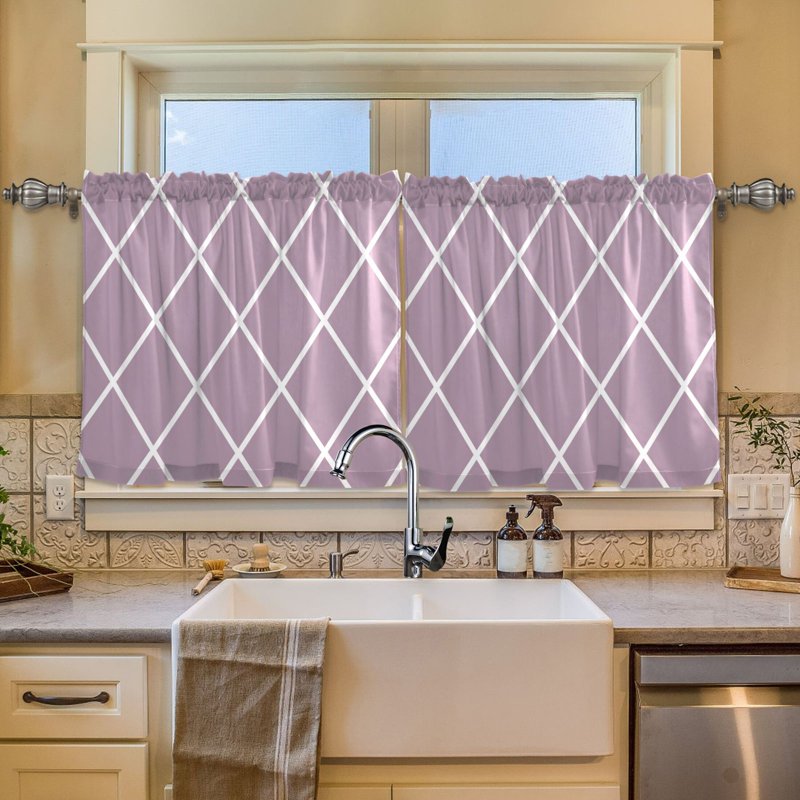 Light Filtering Window Curtain Panels Set - Privacy Sheer for Kitchen Bathroom