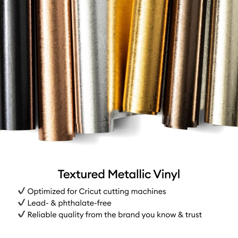 Textured Metallic Permanent Adhesive Vinyl Sampler - 6 Sheets, 12x12 Inches