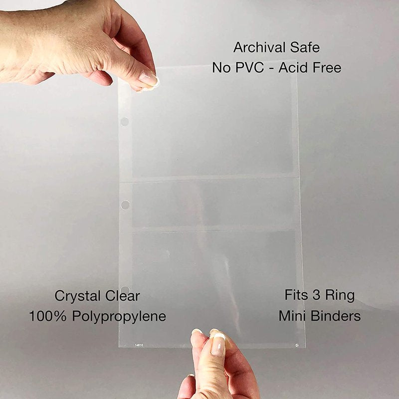 Mini 3x5 Inch Photo Protectors Pack of 50 for Binder Storage - Made in USA