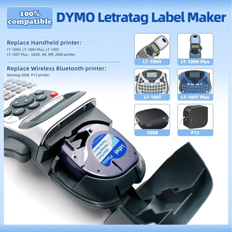 Label Tape Replacement for DYMO LetraTag 91331 - Water-Resistant 1/2" x 13' 5-Pack