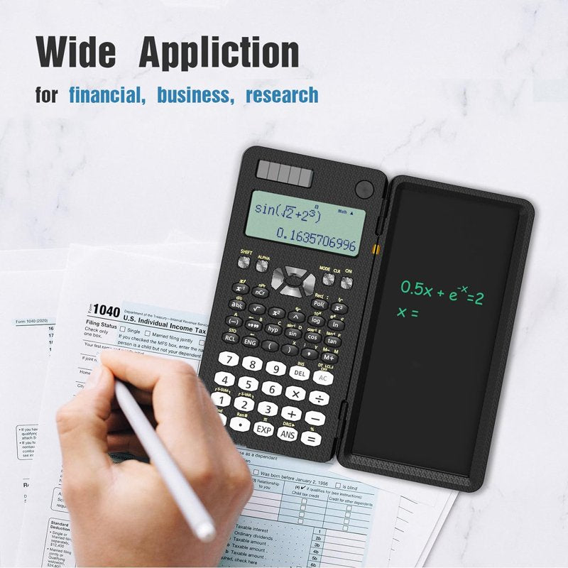 Scientific Calculator 240 Functions with Notepad for Students - Black