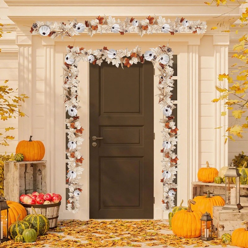 Heavy Duty Artificial Maple Leaf Garland - Fall Wreaths & Decorations for Halloween and Thanksgiving, 68 Inch Faux Vines